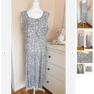 Vintage April Cornell sleeveless shift blue and white size XL